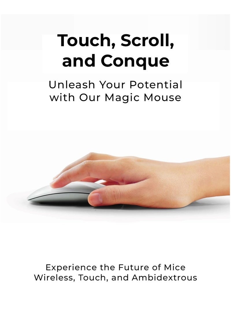 Magic Rechargeable Wireless Touch Scroll Optical Mouse Strong Bluetooth 5.1 Connection 1200 DPI Precision Sensor Ambidextrous Design for iPad iMac Desktop & Laptop in Elegant Black - Image 4