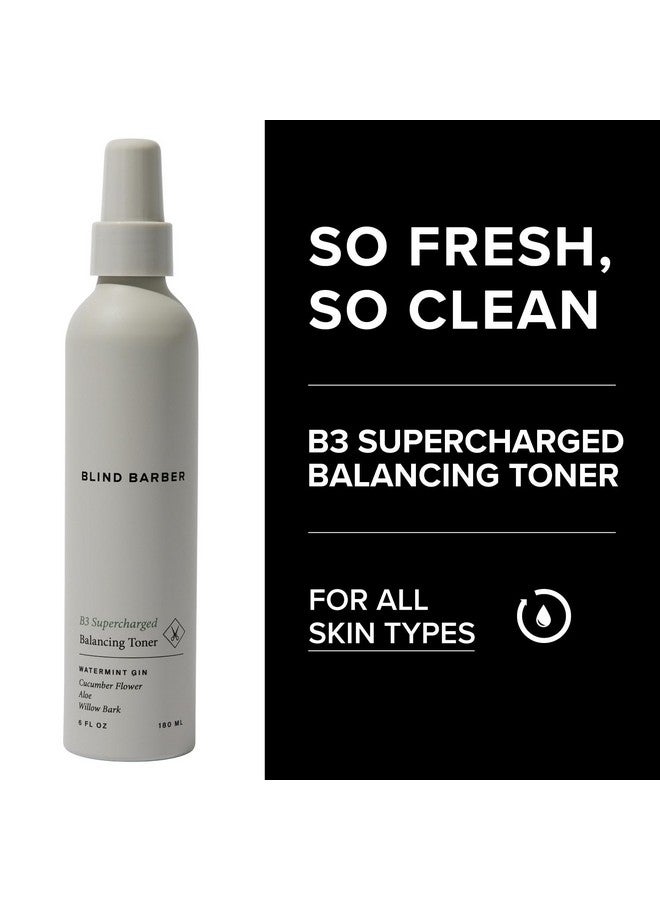 Blind Barber Regimen Skin Care Set Face Scrub Under Eye Cream Supercharged Face Toner Rice Bran Facial Cleanser & Hydrating Balm 5 Mens Skin Care Products For Daily Use (5 Count) - Image 3