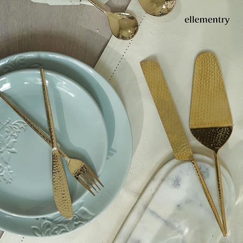 Ellementry Norah Gold Hammered Cake Server Set of 2 Wedding Cake Cutting Knife & Pastry Server, Elegant Dessert Server for Cake, Pie & Pastry, Perfect for Birthdays, Anniversaries & Parties - Image 5