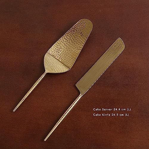 Ellementry Norah Gold Hammered Cake Server Set of 2 Wedding Cake Cutting Knife & Pastry Server, Elegant Dessert Server for Cake, Pie & Pastry, Perfect for Birthdays, Anniversaries & Parties - Image 4