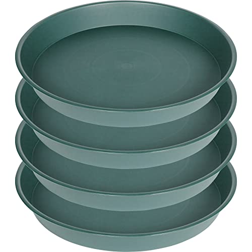 Bleuhome 4 Pack of 16 inch Plant Saucer 135 Base Heavy Duty Plastic Plant Tray for Pots Flower Water Trays for Indoors Bird Bath Bowls Plant Drip Saucers for Planter 141516 Green - Image 1