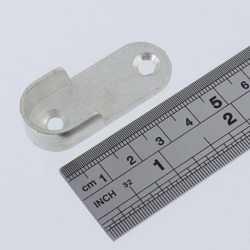Mcredy 18 Pcs Closet Rod Bracket Zinc Alloy Oval Hanging Rail Rod Holder End Bracket Support for Wardrobe Closet, Silver - Image 3