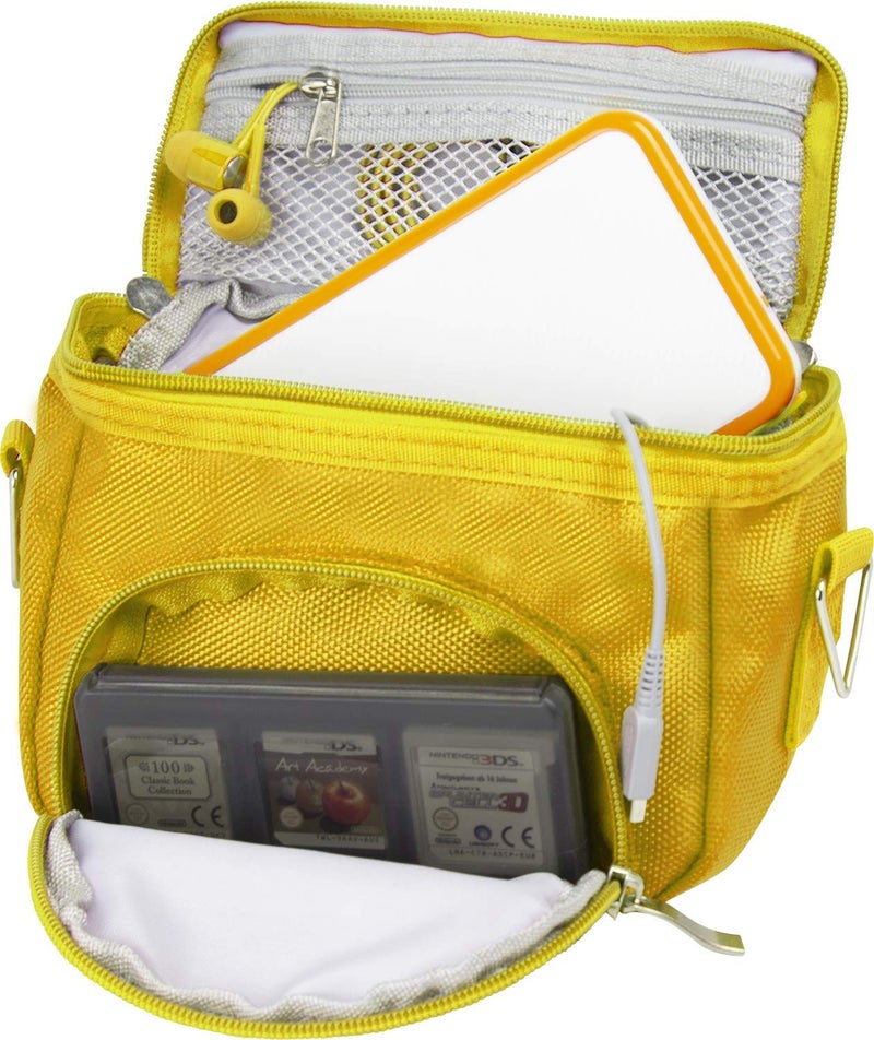 Orzly Travel Bag for Nintendo DS Consoles (New 2DS XL / 3DS / 3DS XL / New 3DS / New 3DS XL / Original DS / DS Lite / DSi / etc.) - Includes Belt Loop, Carry Handle, Shoulder Strap - YELLOW - Image 1