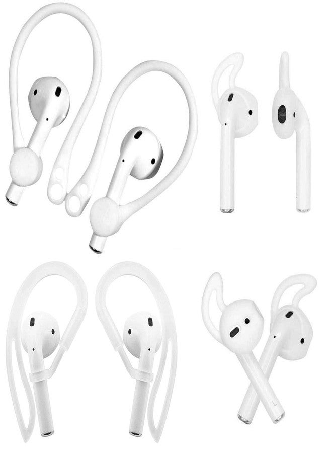 ALXCD Ear Hook Ear Tips Compatible with Airpod, 2 Pairs Over-Ear Soft TPU Ear Hook & 2 Pairs in-Ear Silicone Ear Tips in 1 Set [Anti Slip][Anti Lost], Fit for Airpod Headphone 1+1+2S, White - Image 1