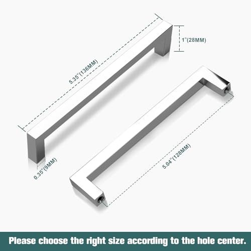 GOBEKOR 15 Pack Solid Cabinet Pulls Polished Chrome Square Cabinet Handles 5 Inch Hole Centers, Modern Drawer Pull Kitchen Handles Hardware - Image 4