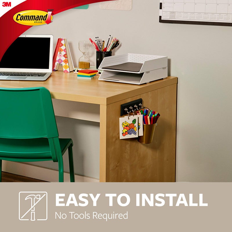 Command 3M Command HOM18SES Decorative Key Rail, 8w x 1 1/2d x 2 1/8h, Black/Silver, 4 Hooks/Pack - Image 4