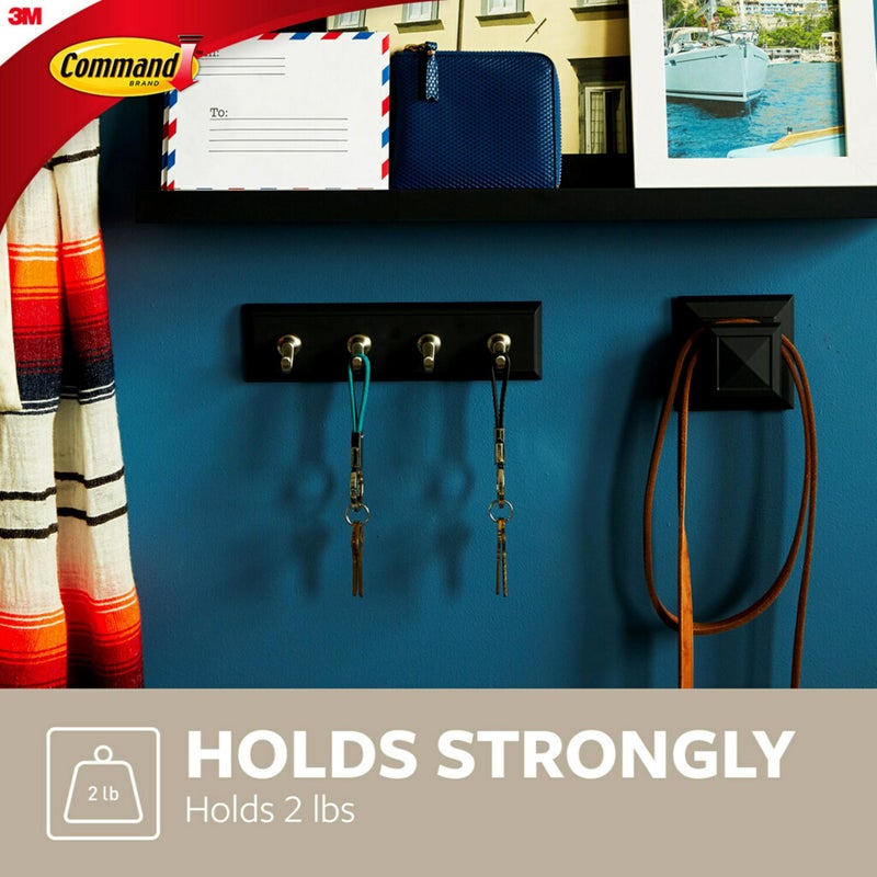 Command 3M Command HOM18SES Decorative Key Rail, 8w x 1 1/2d x 2 1/8h, Black/Silver, 4 Hooks/Pack - Image 3