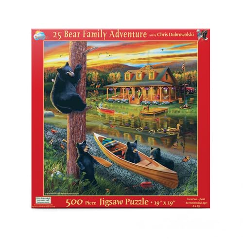 SUNSOUT INC 25 Bear Family Adventure 500 pc Jigsaw Puzzle by Artist Chris Dobrowolski Finished Size 19 x 19 MPN 46011 - Image 1