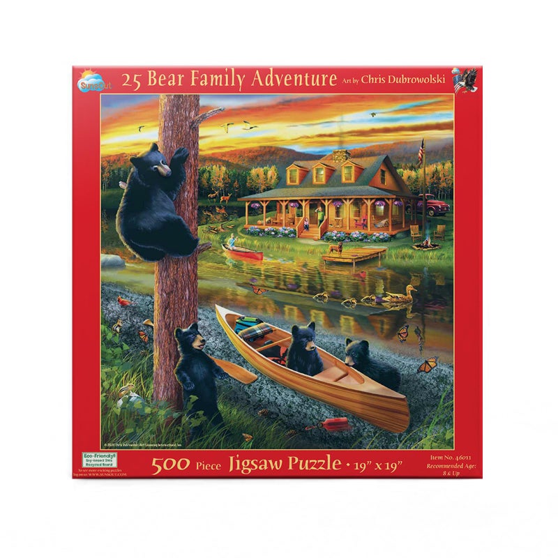 SUNSOUT INC 25 Bear Family Adventure 500 pc Jigsaw Puzzle by Artist Chris Dobrowolski Finished Size 19 x 19 MPN 46011 - Image 4