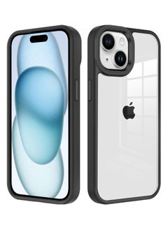 Generic Case Clear Anti Yellow Heavy Duty Protection Transparent Shockproof Rugged Cover Soft TPU Hard Bumper Safe Grip Protective Light Cover for iPhone 14 Plus/15 Plus (Black)  - Image 1