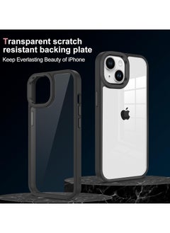 Generic Case Clear Anti Yellow Heavy Duty Protection Transparent Shockproof Rugged Cover Soft TPU Hard Bumper Safe Grip Protective Light Cover for iPhone 14 Plus/15 Plus (Black)  - Image 2