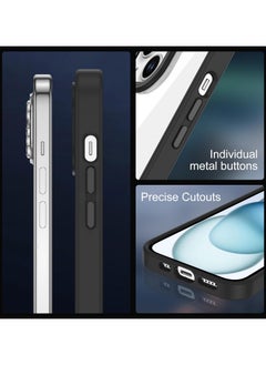 Generic Case Clear Anti Yellow Heavy Duty Protection Transparent Shockproof Rugged Cover Soft TPU Hard Bumper Safe Grip Protective Light Cover for iPhone 14 Plus/15 Plus (Black)  - Image 3