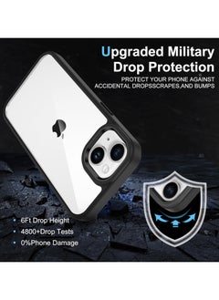 Generic Case Clear Anti Yellow Heavy Duty Protection Transparent Shockproof Rugged Cover Soft TPU Hard Bumper Safe Grip Protective Light Cover for iPhone 14 Plus/15 Plus (Black)  - Image 4