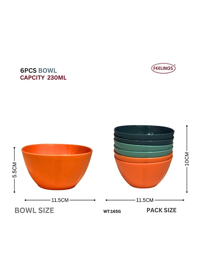 Feelings Plastic Salad Bowl  6Pcs Set (10.5Cm) | Compact & Versatile - Image 2