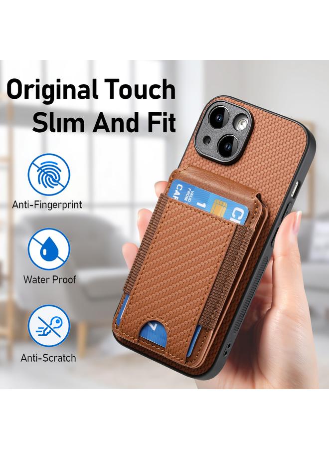 اس-توب جراب هاتف iPhone 11 من ألياف الكربون مع حامل محفظة عمودي قابل للطي - Image 5