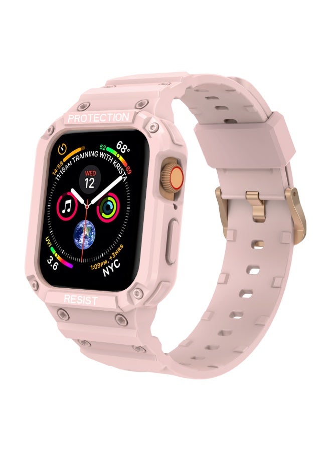 Watch Apple Watch 8 Series Strap and Strap, Men's and Women's Straps 42/44/45mm, Compatible with 3-7 Series, Durable Case and Strap, iWatch Strap (Pink+Rose Gold Buckle) - Image 1