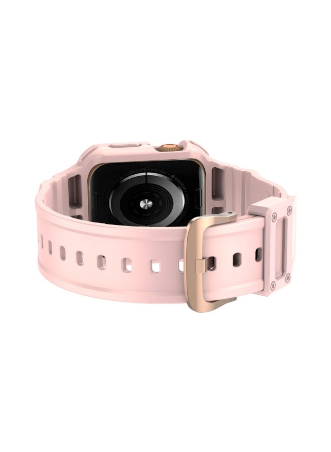 Watch Apple Watch 8 Series Strap and Strap, Men's and Women's Straps 42/44/45mm, Compatible with 3-7 Series, Durable Case and Strap, iWatch Strap (Pink+Rose Gold Buckle) - Image 3