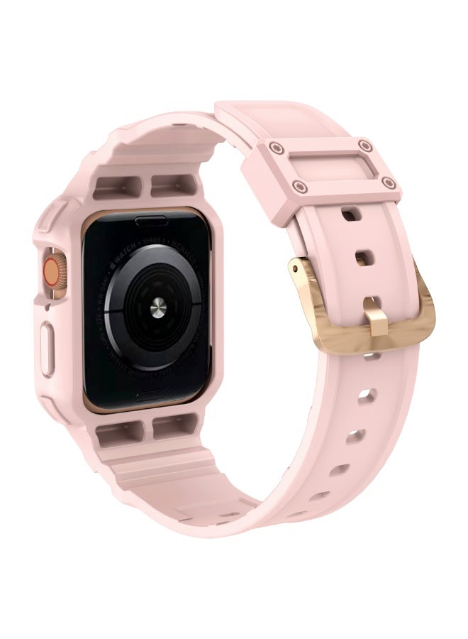 Watch Apple Watch 8 Series Strap and Strap, Men's and Women's Straps 42/44/45mm, Compatible with 3-7 Series, Durable Case and Strap, iWatch Strap (Pink+Rose Gold Buckle) - Image 2