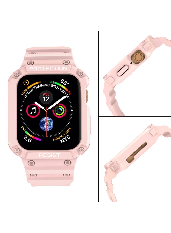 Watch Apple Watch 8 Series Strap and Strap, Men's and Women's Straps 42/44/45mm, Compatible with 3-7 Series, Durable Case and Strap, iWatch Strap (Pink+Rose Gold Buckle) - Image 4