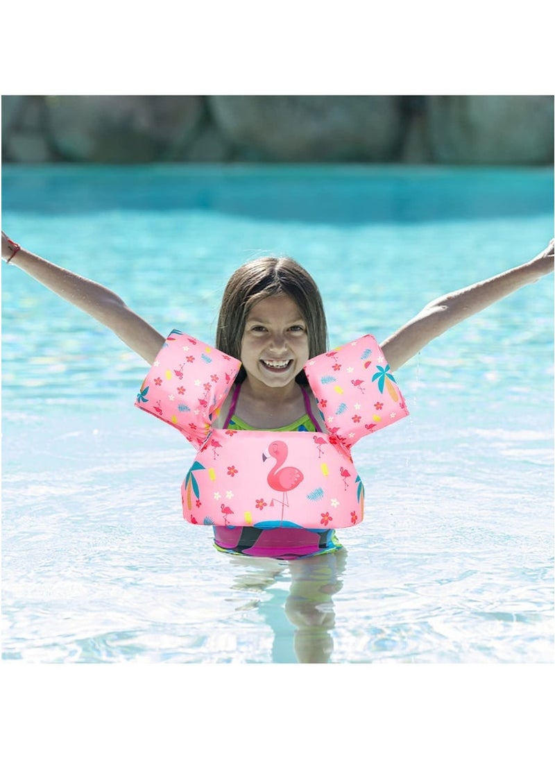 Baby Pool Float Fit 30-55 Lbs, Kids Swimming Float with Arm Water Wings, Fun Ride-On Raft Pool Baby Beach Supplies for 2-6 Years Old Boy Girl (Pink Flamingo)  - Image 5
