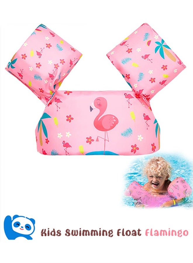 Baby Pool Float Fit 30-55 Lbs, Kids Swimming Float with Arm Water Wings, Fun Ride-On Raft Pool Baby Beach Supplies for 2-6 Years Old Boy Girl (Pink Flamingo)  - Image 1