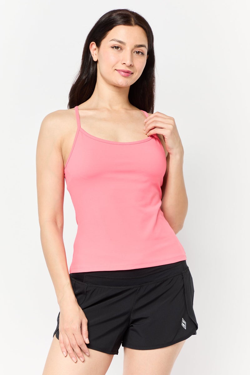 SKECHERS Women Sportswear Fit Sleeveless Lightly Padded Training Top, Pink - Image 1