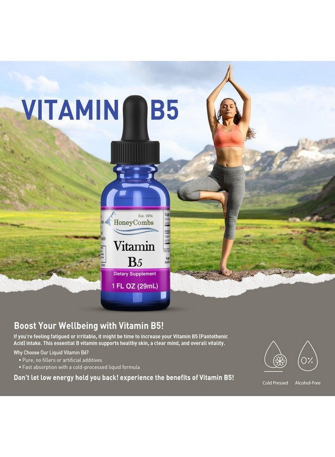 HoneyCombs Vitamin B5 Pantothenic Acid Supplement Liquid Drops - High Potency Vitamin B5 for Men & Women - Maintain Healthy Hormones, Immune System, Hair, Skin, Nails - Vegan Liquid Vitamins (1 Fl oz) - Image 4