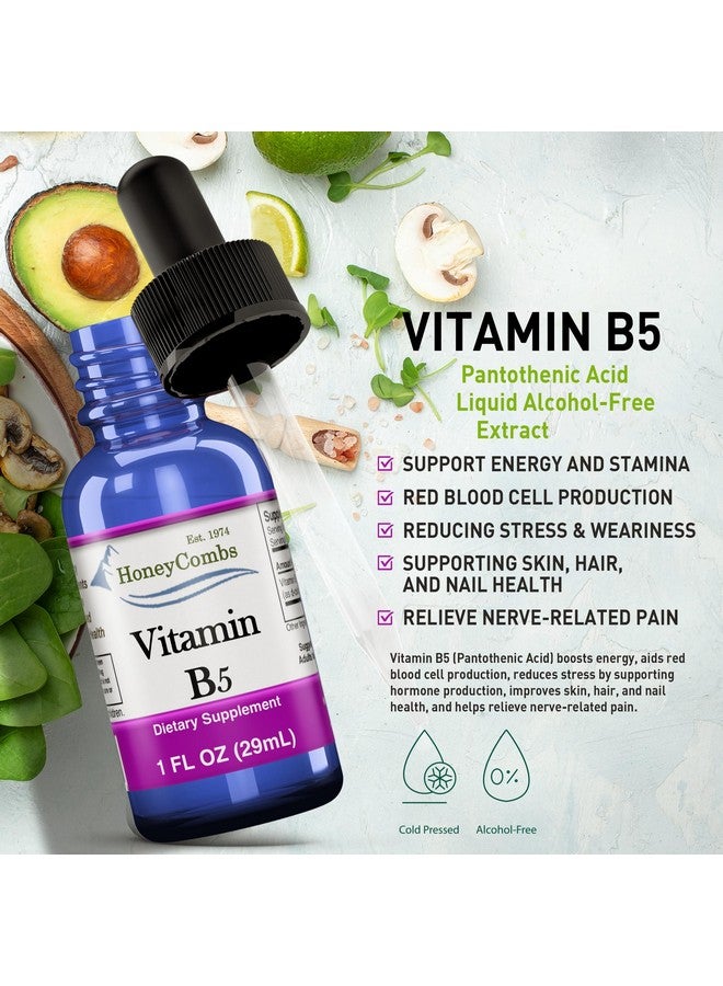 HoneyCombs Vitamin B5 Pantothenic Acid Supplement Liquid Drops - High Potency Vitamin B5 for Men & Women - Maintain Healthy Hormones, Immune System, Hair, Skin, Nails - Vegan Liquid Vitamins (1 Fl oz) - Image 3