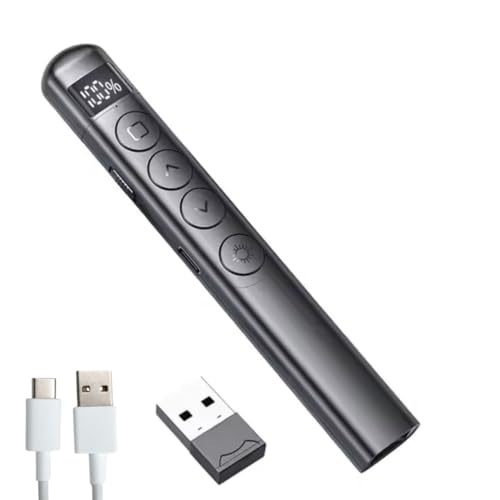 VIBOTON Rechargeable Wireless Presenter with LED Display & Red Laser Pointer, 2.4GHz PowerPoint Presentation Clicker, USB Receiver PPT Remote with Slide Control, Page Up/Down,Teaching, Meetings - Image 1