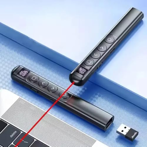 VIBOTON Rechargeable Wireless Presenter with LED Display & Red Laser Pointer, 2.4GHz PowerPoint Presentation Clicker, USB Receiver PPT Remote with Slide Control, Page Up/Down,Teaching, Meetings - Image 4