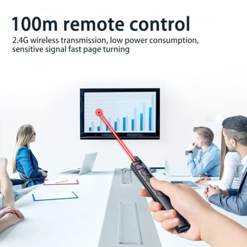 VIBOTON Rechargeable Wireless Presenter with LED Display & Red Laser Pointer, 2.4GHz PowerPoint Presentation Clicker, USB Receiver PPT Remote with Slide Control, Page Up/Down,Teaching, Meetings - Image 3