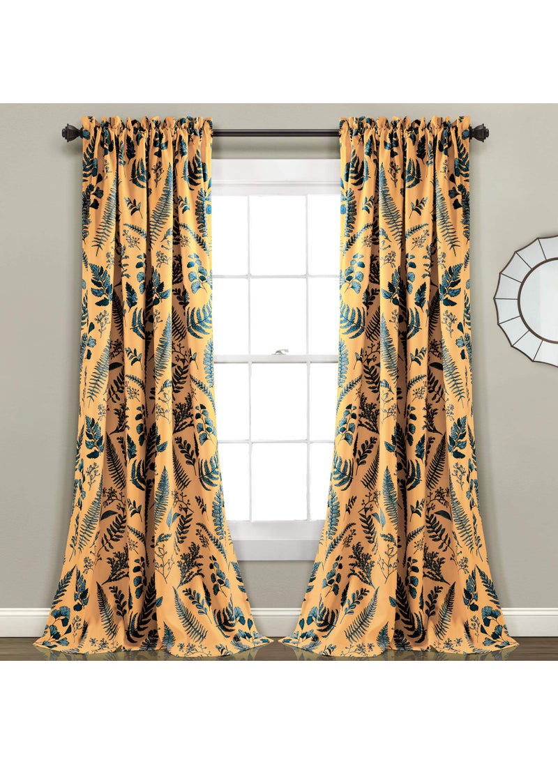 Lush Decor Devonia Allover Light Filtering Window Curtain Panel Pair 52W x 95L Yellow  Blue