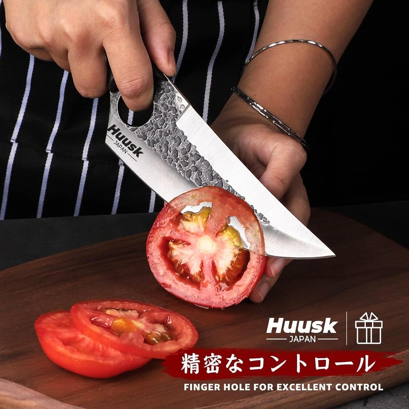 Huusk Viking Knife with Sheath Boning Knives for Meat Cutting, Caveman Ultimo Knives Hand Forged Full Tang Knives for Kitchen or Camping Gifts for Dad Christmas Gift for Men and Women - Image 5