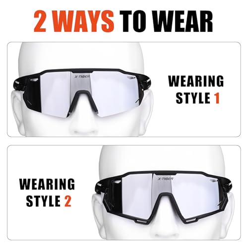 Xtiger X-TIGER Polarized Cycling Glasses with 5 Interchangeable Lenses,MTB Biking Baseball Running Sports Sunglasses for Men Women - Image 2
