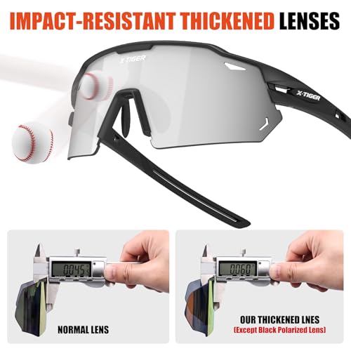 Xtiger X-TIGER Polarized Cycling Glasses with 5 Interchangeable Lenses,MTB Biking Baseball Running Sports Sunglasses for Men Women - Image 4