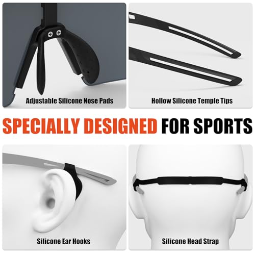 Xtiger X-TIGER Polarized Cycling Glasses with 5 Interchangeable Lenses,MTB Biking Baseball Running Sports Sunglasses for Men Women - Image 5