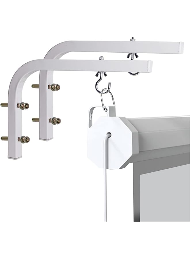 erorex Universal Projector Screen Ceiling Mount 2 Pcs Projector Screen L Brackets Wall Hanging Mount 6.5 Inch Adjustable Extension With Hook Kit For Home Office Projector And Movie Screens  - Image 1