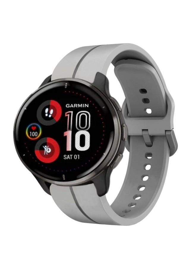 Generic Replacement Strap For Garmin Venu 2 Plus 20mm Loop Silicone Watch Band Grey 