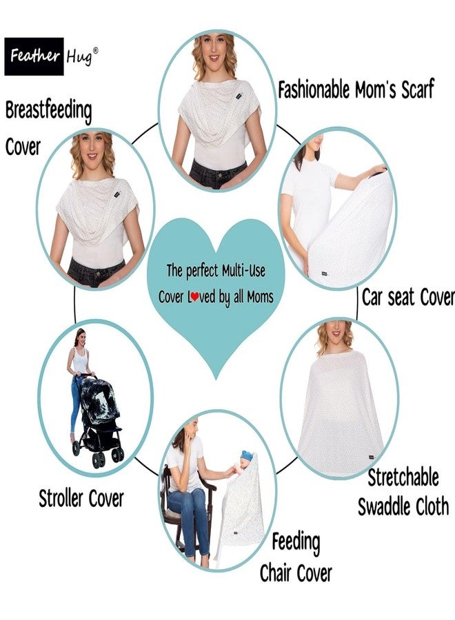 Feather Hug غطاء الرضاعة الطبيعية الفاخر Feather Hug® 360° - مئزر رضاعة للأم، غطاء رضاعة مطاطي للأم، غطاء رضاعة طبيعي قابل للتهوية (زهرة وردية صغيرة) - Image 2
