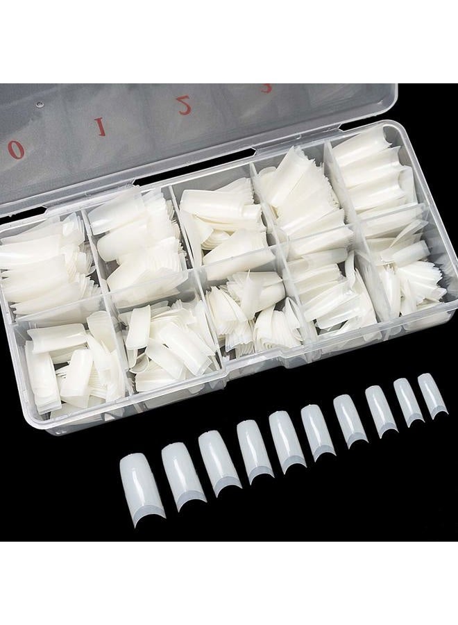 krofaue 500PCS Natural False Nails Tips Lady French Style Acrylic Artificial Tip Manicure with Box of 10 Sizes for Nail Art Salons and Home DIY - Image 1