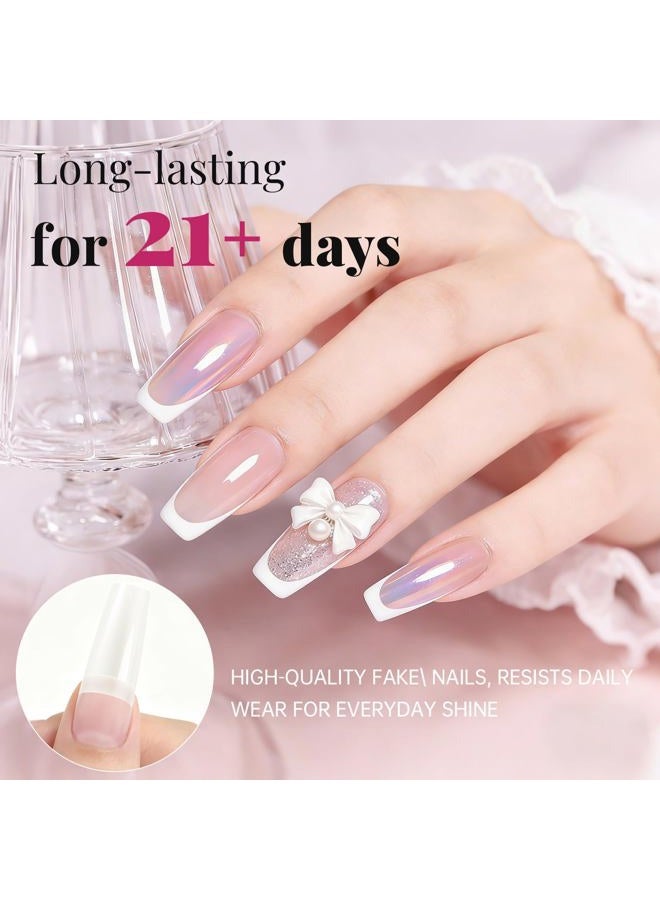 krofaue 500PCS Natural False Nails Tips Lady French Style Acrylic Artificial Tip Manicure with Box of 10 Sizes for Nail Art Salons and Home DIY - Image 5