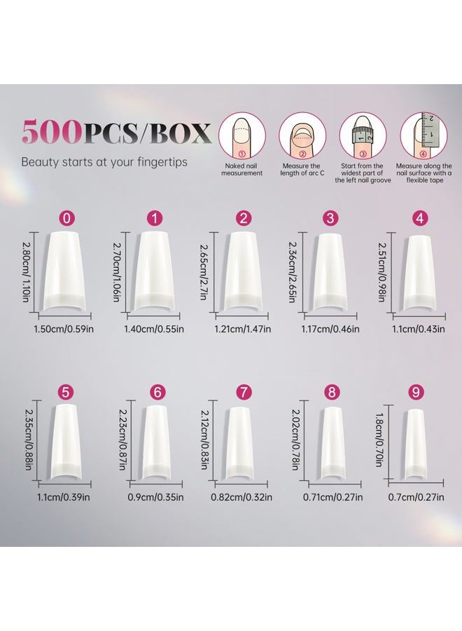 krofaue 500PCS Natural False Nails Tips Lady French Style Acrylic Artificial Tip Manicure with Box of 10 Sizes for Nail Art Salons and Home DIY - Image 2