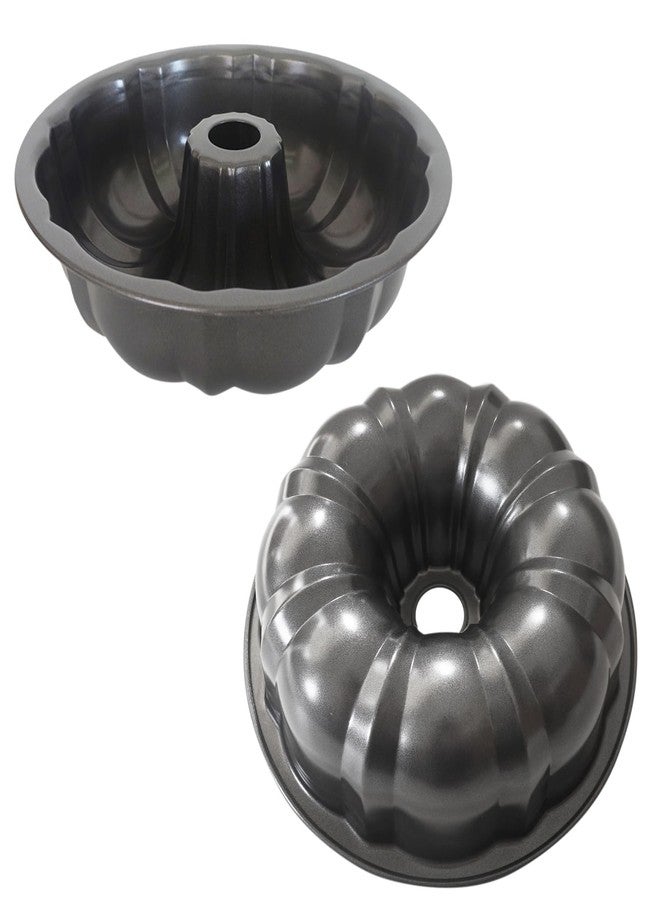 Proshopping 7 Inch Cake Pan, Carbon Steel Fluted Tube Pan, Nonstick Gugelhupf Cake Mold, Medium Size Round Baking Tin for Homemade Pound Cakes, Jello, Gelatin - 2 Packs - Image 1