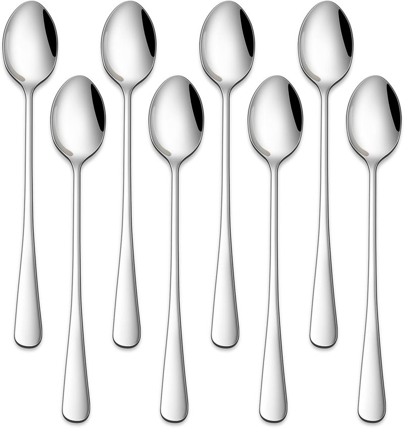 Dehov 7.5 Inches Stainless Steel Iced Tea Spoons,Set Of 8 Long Stirring Spoons For Coffee,Cocktail,Ice Cream,Long Handle Iced Teaspoons For Bar - Image 1