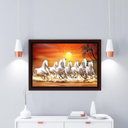 Masstone Seven Horses Vastu Painting with Frame For Vastu (50X35 CM) | Wall Painting for Decor Home/Office/Living Room (8433-R) - Image 5
