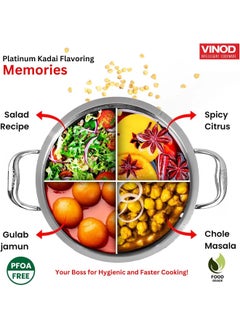 VINOD Platinum Triply Stainless Steel Kadai with lid 3.2 Litre (26 cm Dia) | 2.5mm Thick | 3 Layer S  - Image 4