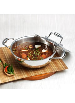 VINOD Platinum Triply Stainless Steel Kadai with lid 3.2 Litre (26 cm Dia) | 2.5mm Thick | 3 Layer S  - Image 2