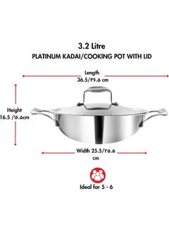 VINOD Platinum Triply Stainless Steel Kadai with lid 3.2 Litre (26 cm Dia) | 2.5mm Thick | 3 Layer S  - Image 3
