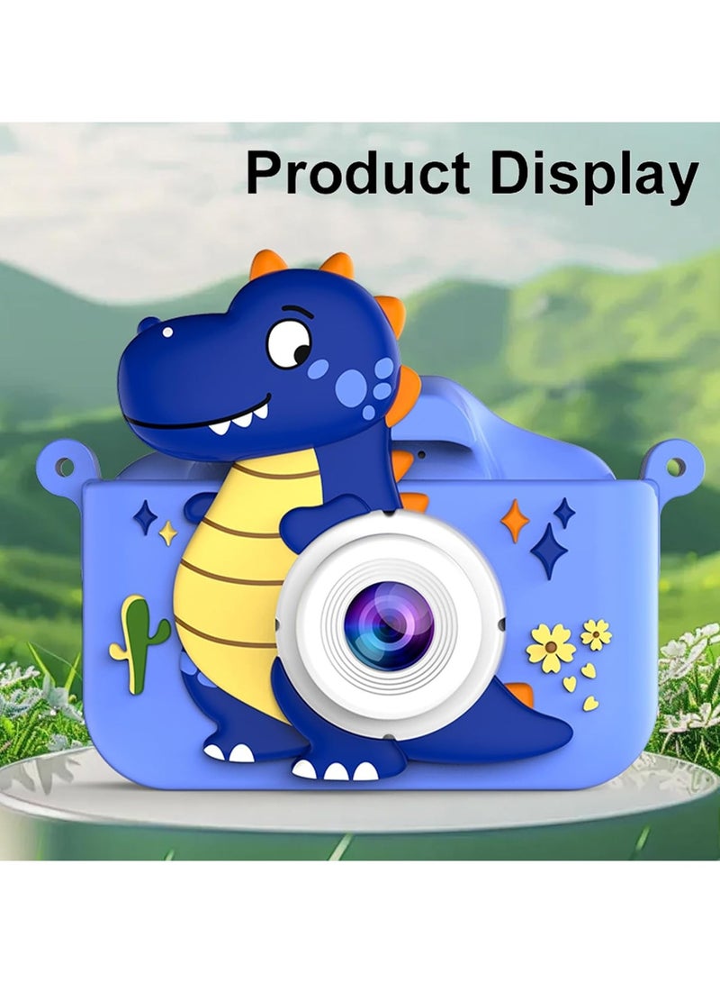 كاميرا لعبة للأطفال، كاميرا رقمية للأطفال الصغار، كاميرا رقمية محمولة مع فيديو، للأولاد والبنات من سن 3 إلى 12 عامًا، هدية عيد ميلاد للأطفال، مع بطاقة SD سعة 32 جيجابايت وقارئ USB (ديناصور أزرق) - Image 2