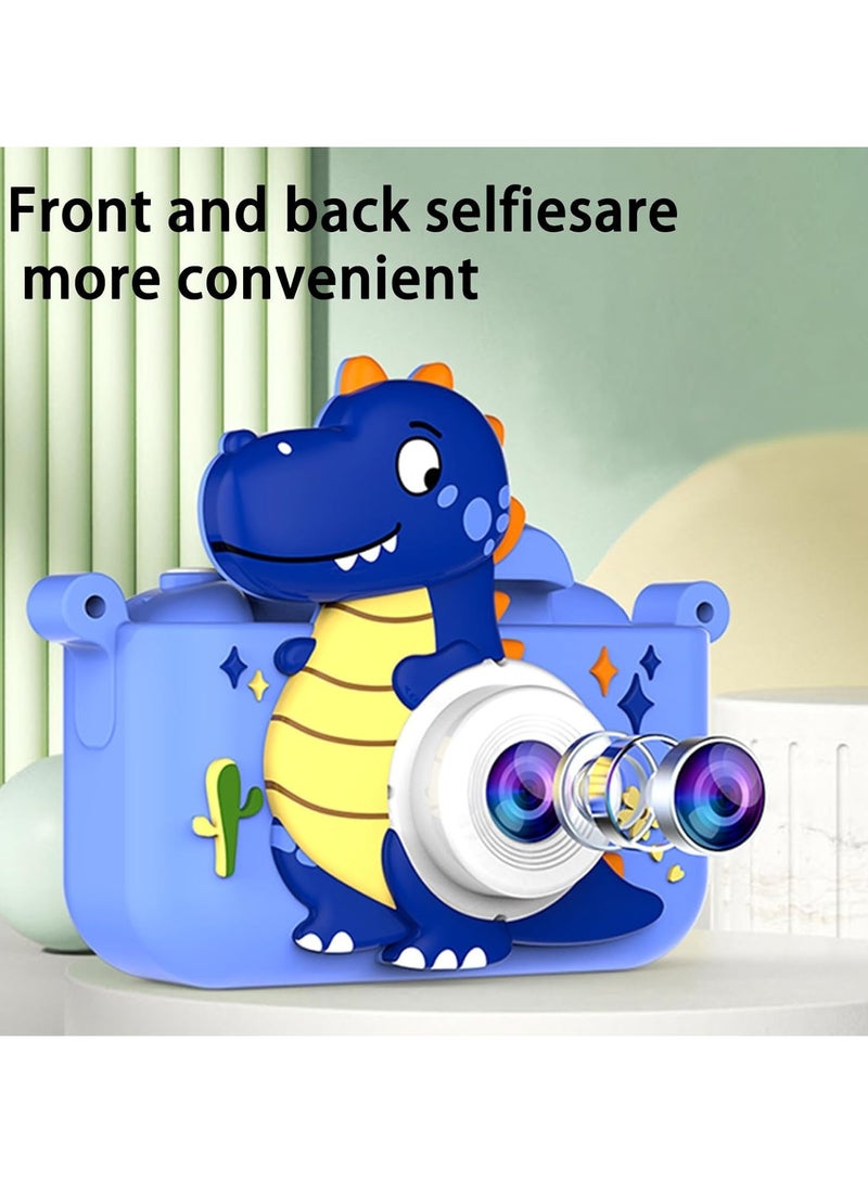 كاميرا لعبة للأطفال، كاميرا رقمية للأطفال الصغار، كاميرا رقمية محمولة مع فيديو، للأولاد والبنات من سن 3 إلى 12 عامًا، هدية عيد ميلاد للأطفال، مع بطاقة SD سعة 32 جيجابايت وقارئ USB (ديناصور أزرق) - Image 4